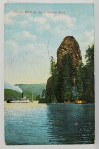 Rooster Rock on Columbus River and Steamer c1910 Postcard N8