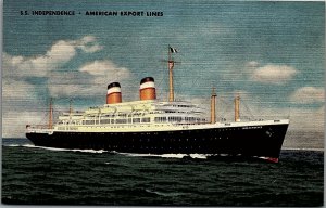 1930s S.S. INDEPENDENCE AMERICAN EXPORT LINES CRUISE SHIP LINEN POSTCARD 29-17