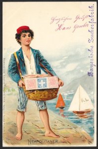 BAVARIA Stamps on Postcard Boy as Sailor Used c1899