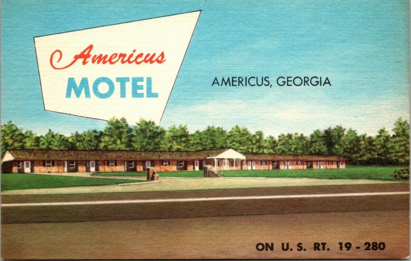 Georgia, Americus Motel, Highway 19-280, GA HOTEL UNPOSTED POSTCARD