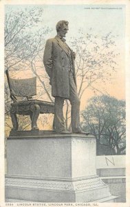 LINCOLN STATUE LINCOLN PARK CHICAGO ILLINOIS DETROIT PHOTOGRAPHIC CO POSTCARD