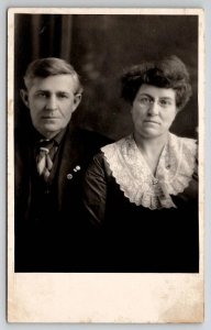 RPPC Middle Aged Man Woman Portrait c1930s Real Photo Postcard R30