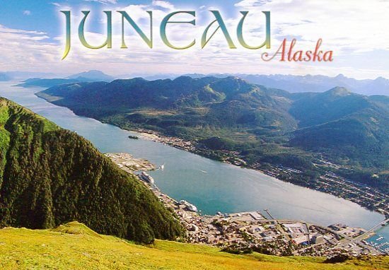 ALASKA: Panoramic Aerial View of Douglas and  Juneau