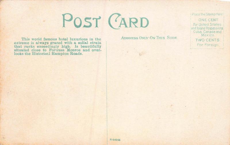 Hotel Chamberlain, Old Point Comfort, Virginia, Early Postcard, Unused