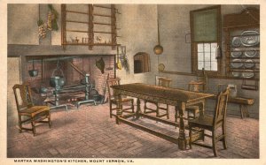 Vintage Postcard 1920's Martha Washington's Kitchen Mount Vernon Va. Virginia