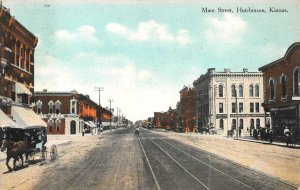 MAIN STREET HUTCHINSON KANSAS NATIONAL BANK POSTCARD 1909