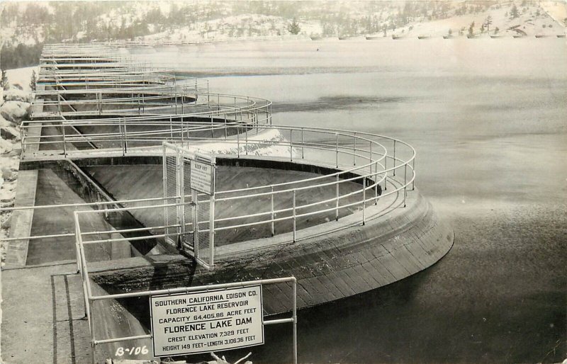 1950s RPPC; Florence Lake Dam near Full, San Joaquin River, Fresno Co. CA Posted