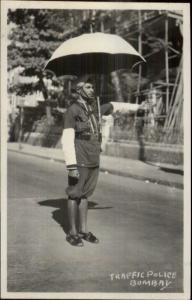 Bombay Indian Traffic Police Cop Real Photo Postcard