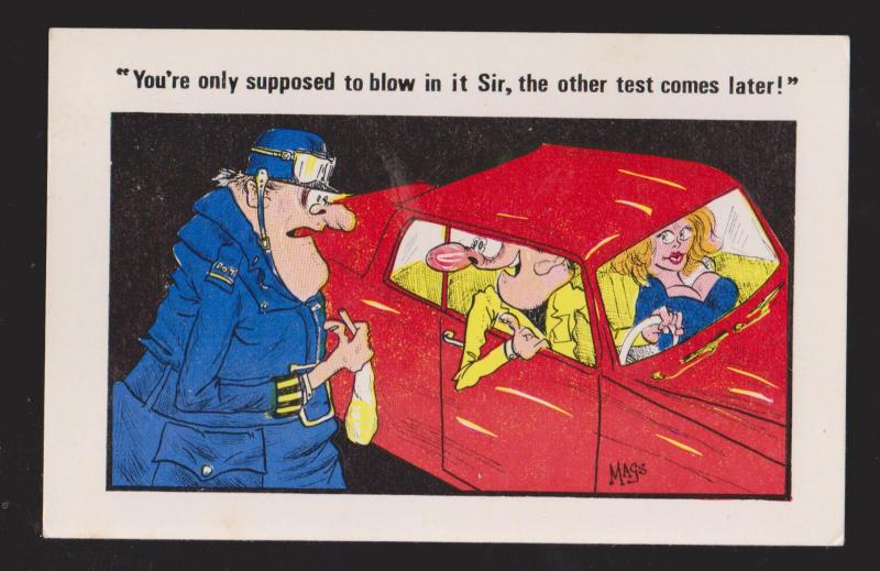 Comic Postcard - Man & Woman In Car Stopped By Policeman - Used 1979