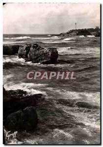 Postcard Modern Basque Country Biarritz Rocks And Pointe Du Phare