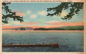 Vintage Postcard 1930's Lake George from Bolton Landing New York NY