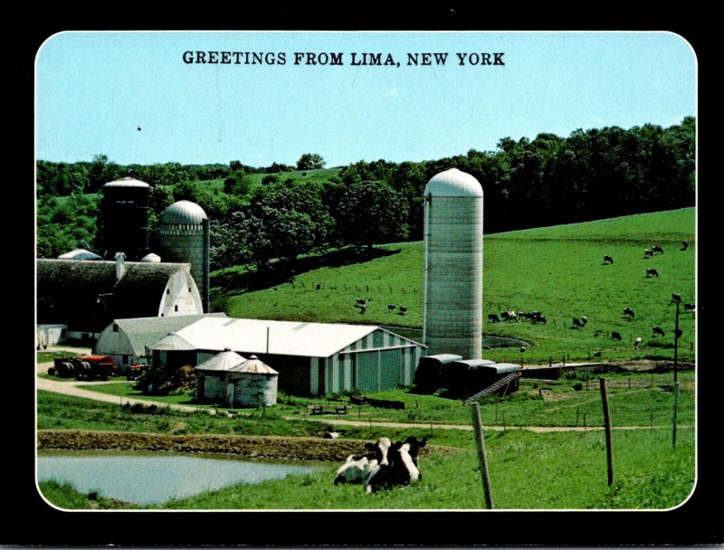 New York Greetings From Lima Dairy Farm Scene