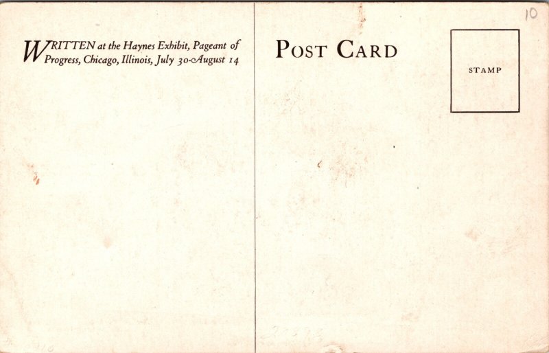 Chicago IL Elwood Haynes Automobiles Pageant of Progress 1922 Multiview Postcard