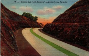 Deepest Cut Little Panama Pennsylvania Turnpike Linen Postcard Cancel PM Ridge 