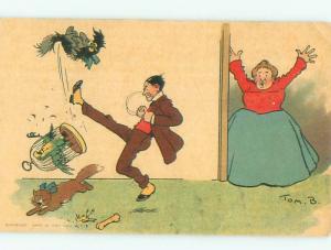 Pre-Linen Comic signed ANGRY MAN KICKS OVER BIRD CAGE AB9258