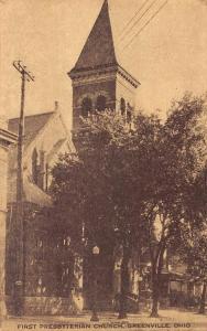 Greenville Ohio First Presbyterian Church Antique Postcard K58140