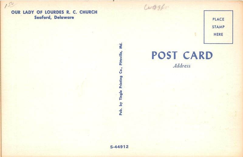 Seaford Delaware~Our Lady of Lourdes Roman Catholic Church & Parsonage?~1950s Pc