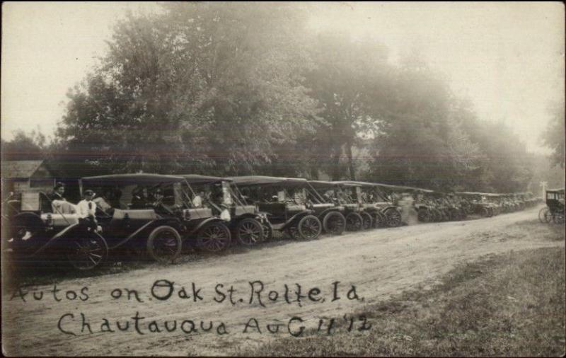 Rolfe Iowa IA Cars Autos Oak St. Chautauqua 1913 Real Photo Postcard