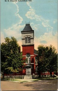 View of M.E. Methodist Episcopal Church, Columbus IN Vintage Postcard V37