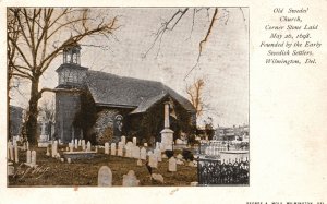 Vintage Postcard Old Swedes Church Cornerstone Laid Swedish Wilmington Delaware