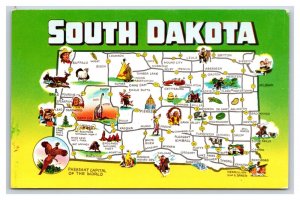 Map View Large Letter Greetings From South Dakota TN UNP Chrome Postcard S8