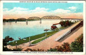 Postcard BRIDGE SCENE Clinton Iowa IA AM6068