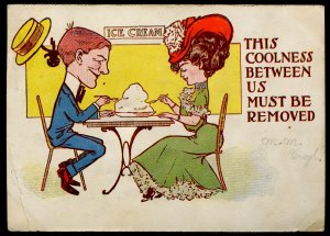 Ice Cream. This Coolness Between Us Must Be Removed. Vintage UDB comic postcard