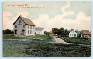 CAPE PORPOISE, Kennebunkport Maine ME ~ Street Scene SCHOOL HOUSE 1910s Postcard