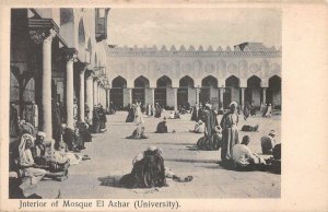 INTERIOR OF MOSQUE EL AZHAR (UNIVERSITY) EGYPT POSTCARD (c. 1905)