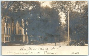 M-31821 Town/City Scene Trees Street and Unknown Building Vintage Picture