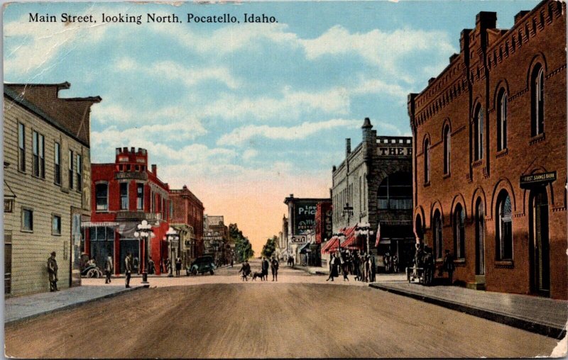 Postcard Main Street, Looking North in Pocatello, Idaho