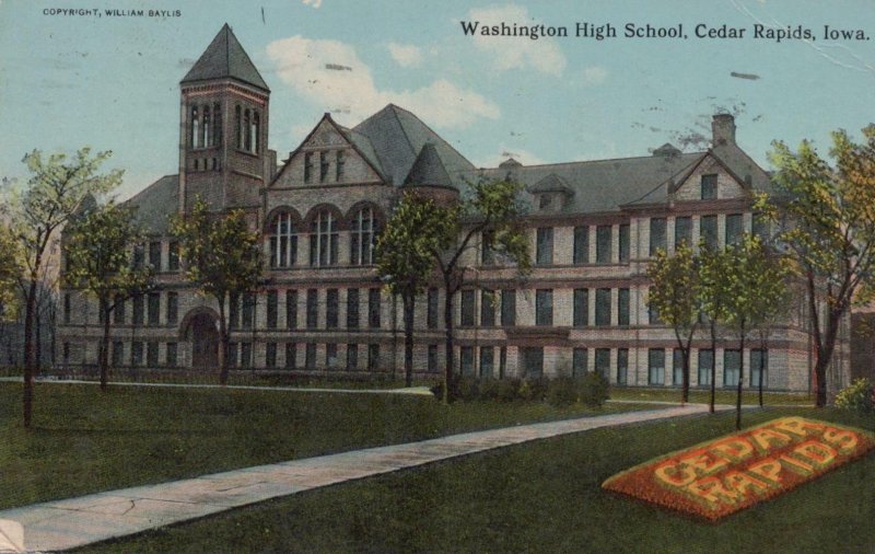 Postcard Washington High School Cedar Rapids Iowa IA
