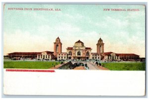 Birmingham Alabama Postcard Souvenir New Terminal Station c1910 Vintage Antique