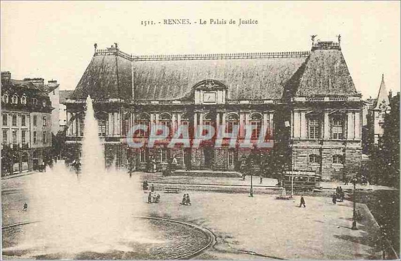 Postcard Old Rennes Tramway Courthouse