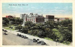 ENID, OK Oklahoma  COURT HOUSE Courthouse STREET~CARS~TRUCKS  c1920's Postcard