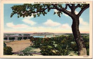 postcard NE - South Omaha Bridge between Councill Bluffs Iowa and Omaha