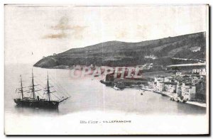 Old Postcard French Riviera Villefranche Boat Sailboat