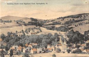 Springfield Vermont Highland View Looking North Antique Postcard J49623