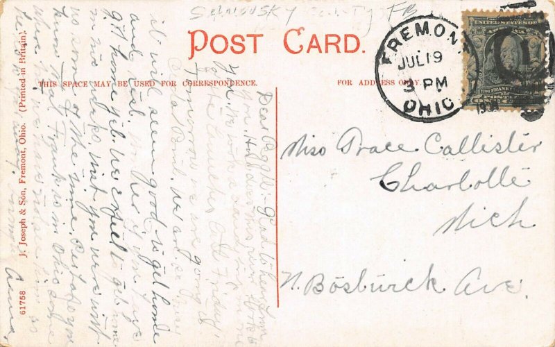 LPS62 Fremont Ohio Sandusky River View Postcard