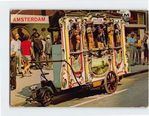 Postcard Barrel-organ, Amsterdam, Netherlands