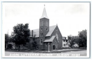 1955 Zion Lutheran Church Albion Nebraska NE RPPC Photo Posted Vintage Postcard