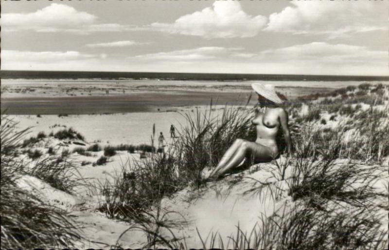 Nude Woman on Beach - Real Photo Postcard