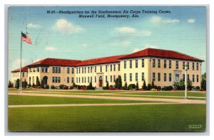 Headquarters Maxwell Field Montgomery Alabma AL Linen Postcard V12