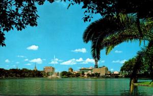 Florida Orlando Skyline With Lake Eola and Centennial Fountain