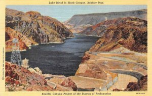 Lake Mead BOULDER DAM Hoover Dam Black Canyon c1930s Vintage Postcard