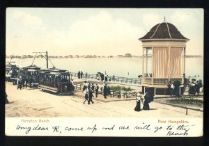Hampton Beach, New Hampshire/NH Postcard, View Of Shore, Trolleys, 1912!
