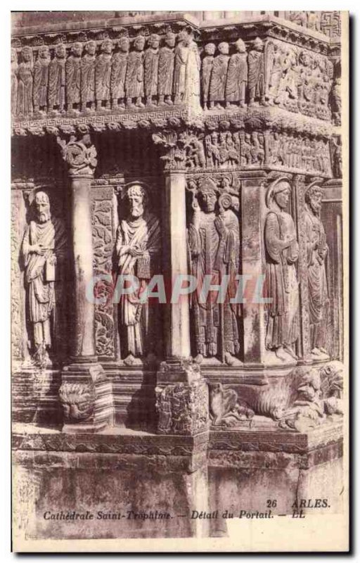 Old Postcard Arles Cathedrale Saint Trophime Portal Detail