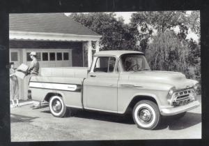 REAL PHOTO 1957 CHEVROLET CAMEO PICKUP TRUCK CAR DEALER ADVERTISING POSTCARD