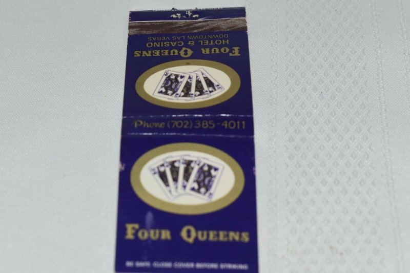 Four Queens Hotel and Casino Las Vegas Nevada Blue 20 Strike Matchbook Cover