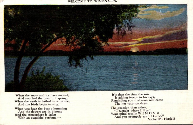 Indiana Welcome To Winona With Poem By Victor M Hatfield